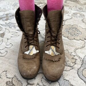 Ariat Ankle Western Boots Mens‎ Size 9 Brown Leather Lace Up Fringe Kiltie ATS